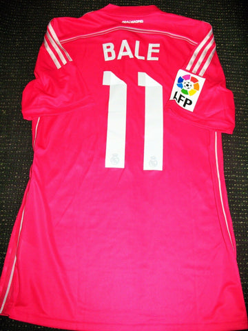 Bale Real Madrid 2014 2015 Pink MATCH WORN Jersey Shirt - foreversoccerjerseys