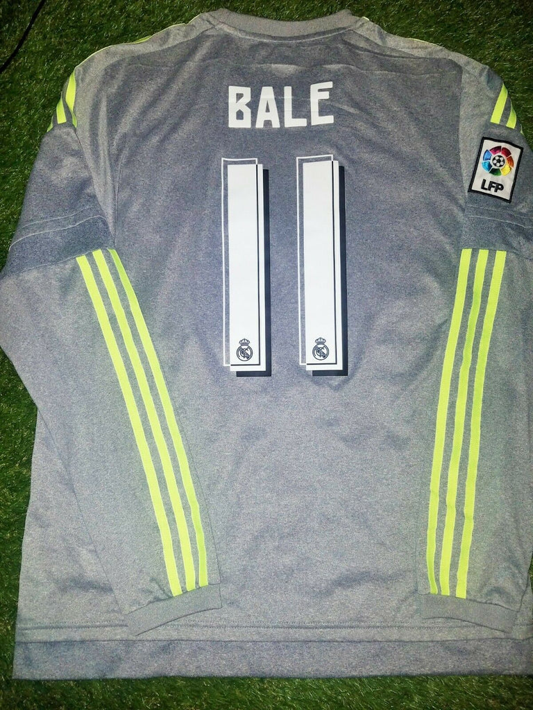 Bale Real Madrid 2015 2016 Long Sleeve Gray Jersey Camiseta Shirt Maglia L - foreversoccerjerseys