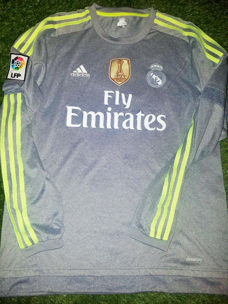 Bale Real Madrid 2015 2016 Long Sleeve Gray Jersey Camiseta Shirt Maglia L - foreversoccerjerseys