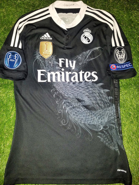 Bale Real Madrid Dragon Y-3 2014 2015 UEFA Black Jersey Camiseta Shirt M SKU# F49264 foreversoccerjerseys