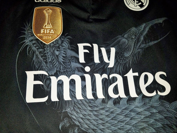 Bale Real Madrid Dragon Y-3 2014 2015 UEFA Black Jersey Camiseta Shirt M SKU# F49264 foreversoccerjerseys