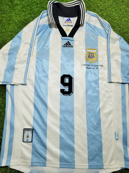 Batistuta Argentina 1998 WORLD CUP Home Adidas Jersey Shirt Camiseta L foreversoccerjerseys