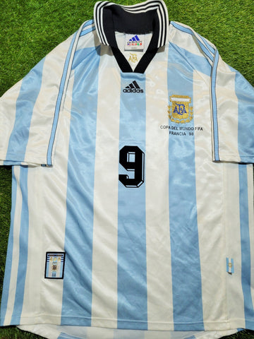 Batistuta Argentina 1998 WORLD CUP Home Adidas Jersey Shirt Camiseta L foreversoccerjerseys