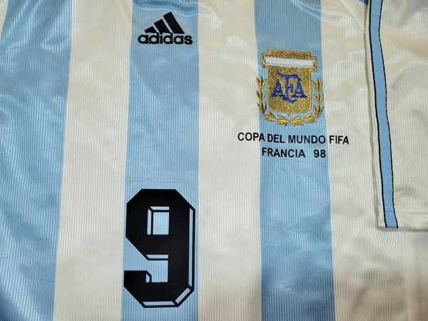 Batistuta Argentina 1998 WORLD CUP Home Adidas Jersey Shirt Camiseta L foreversoccerjerseys