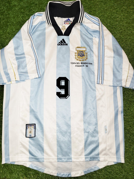 Batistuta Argentina 1998 WORLD CUP Home Adidas Jersey Shirt Camiseta M foreversoccerjerseys