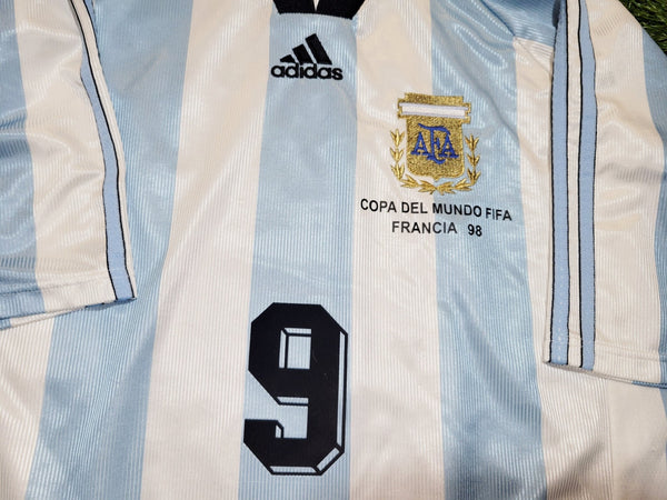 Batistuta Argentina 1998 WORLD CUP Home Adidas Jersey Shirt Camiseta M foreversoccerjerseys