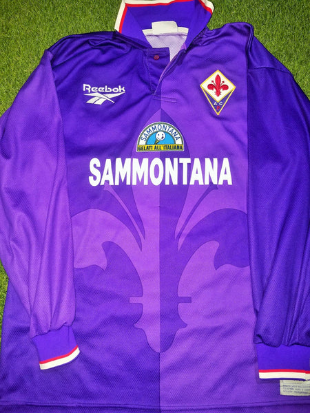 Batistuta Fiorentina Reebok 1995 1996 Long Sleeve MATCH WORN Jersey Shirt Camiseta Maglia L foreversoccerjerseys