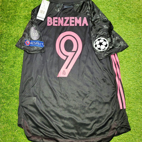 Benzema Real Madrid 2020 2021 CLIMACHILL PLAYER ISSUE UEFA Third Jersey Camiseta Shirt BNWT L SKU# GE0932 foreversoccerjerseys