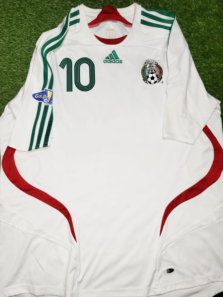 Blanco Mexico 2007 GOLD CUP Away Soccer Jersey Shirt XL SKU# 642446 Adidas