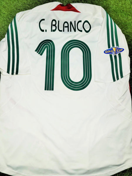 Blanco Mexico 2007 GOLD CUP Away Soccer Jersey Shirt XL SKU# 642446 Adidas