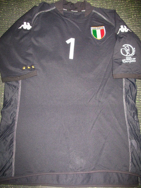 Buffon Italy Kappa 2002 World Cup Black Jersey Shirt XL - foreversoccerjerseys