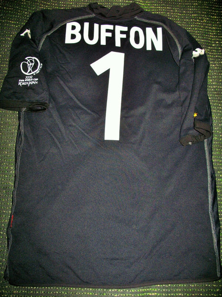 Buffon Italy Kappa 2002 World Cup Black Jersey Shirt XL - foreversoccerjerseys