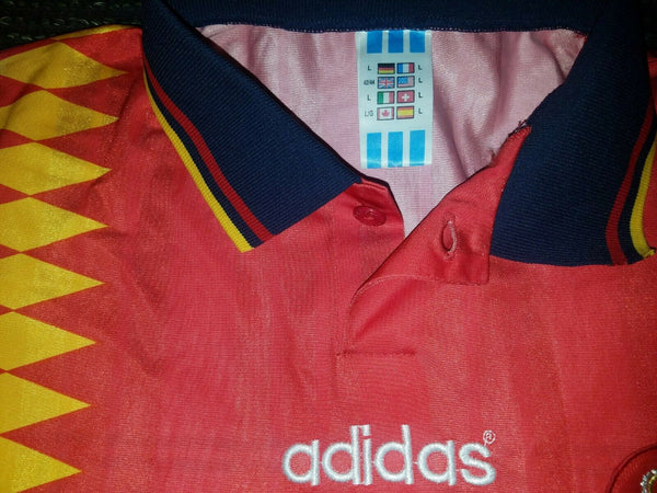 Caminero Spain 1994 MATCH WORN Jersey Shirt Camiseta Espana L - foreversoccerjerseys