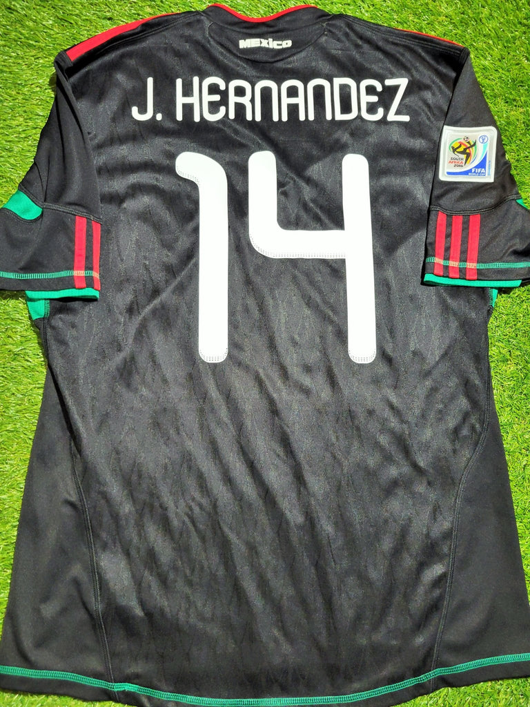 Chicharito Mexico 2010 WORLD CUP Away Black Soccer Jersey Shirt L SKU# P41397 Adidas