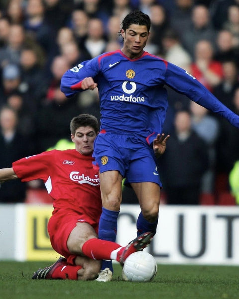 Cristiano Ronaldo Nike Manchester United 2005 2006 Blue Away Long Sleeve Jersey Shirt L SKU# F5DHA 195598 foreversoccerjerseys