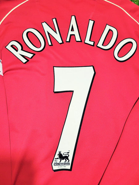 Cristiano Ronaldo Nike Manchester United 2006 2007 FA CUP FINAL Home Long Sleeve Soccer Jersey Shirt L SKU# H6DHA 146815 foreversoccerjerseys
