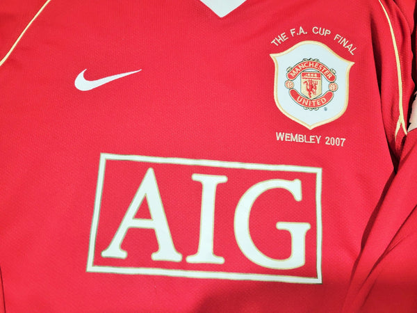 Cristiano Ronaldo Nike Manchester United 2006 2007 FA CUP FINAL Home Long Sleeve Soccer Jersey Shirt L SKU# H6DHA 146815 foreversoccerjerseys