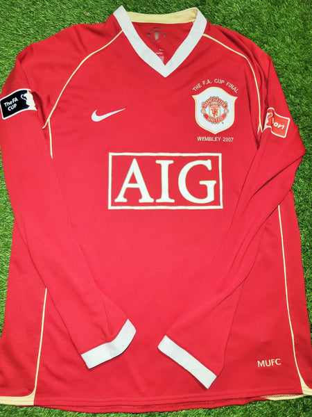 Cristiano Ronaldo Nike Manchester United 2006 2007 FA CUP FINAL Home Long Sleeve Soccer Jersey Shirt L SKU# H6DHA 146815 foreversoccerjerseys