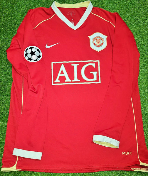 Cristiano Ronaldo Nike Manchester United 2006 2007 UEFA Home Long Sleeve Jersey Shirt L SKU# H6DHA 146815 foreversoccerjerseys