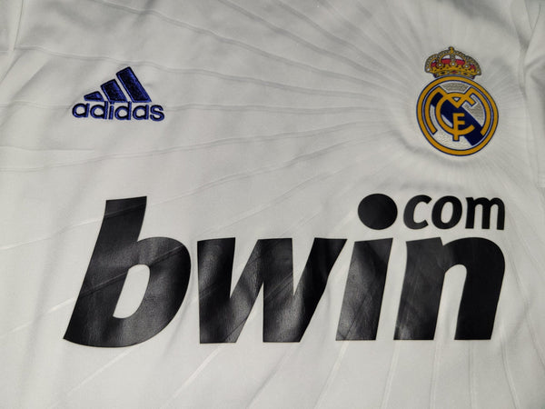 Cristiano Ronaldo Real Madrid 2010 2011 UEFA Home Soccer Jersey Shirt L SKU# P96163 AV1001 Adidas