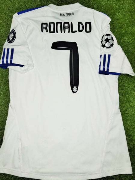 Cristiano Ronaldo Real Madrid 2010 2011 UEFA Home Soccer Jersey Shirt L SKU# P96163 AV1001 Adidas