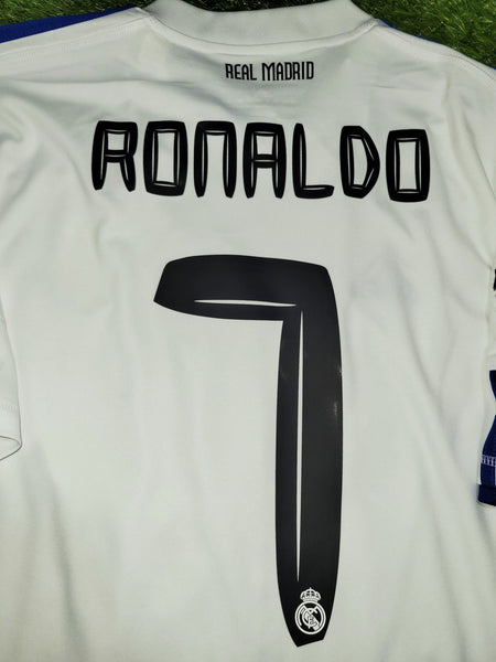 Cristiano Ronaldo Real Madrid 2010 2011 UEFA Home Soccer Jersey Shirt L SKU# P96163 AV1001 Adidas