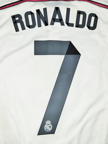 Cristiano Ronaldo Real Madrid 2014 2015 Home Long Sleeve UEFA Soccer Jersey Shirt L SKU# F49660 Adidas