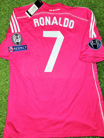 Cristiano Ronaldo Real Madrid 2014 2015 UEFA Away Pink Jersey Shirt BNWT L SKU# M37315 Adidas