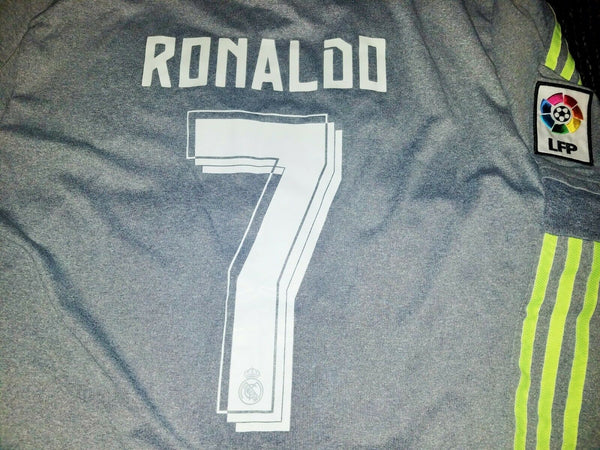 Cristiano Ronaldo Real Madrid 2015 2016 Gray Long Sleeve Jersey Camiseta Shirt XL - foreversoccerjerseys