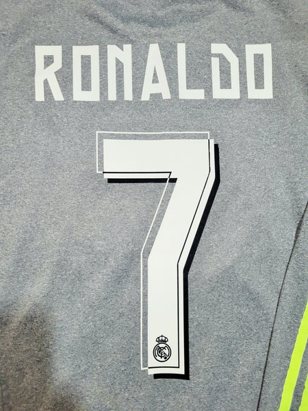 Cristiano Ronaldo Real Madrid 2015 2016 Grey Away Long Sleeve Jersey Camiseta Shirt M SKU# S12686 Adidas