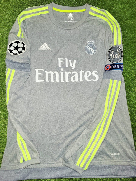 Cristiano Ronaldo Real Madrid 2015 2016 Grey Away Long Sleeve Jersey Camiseta Shirt M SKU# S12686 Adidas