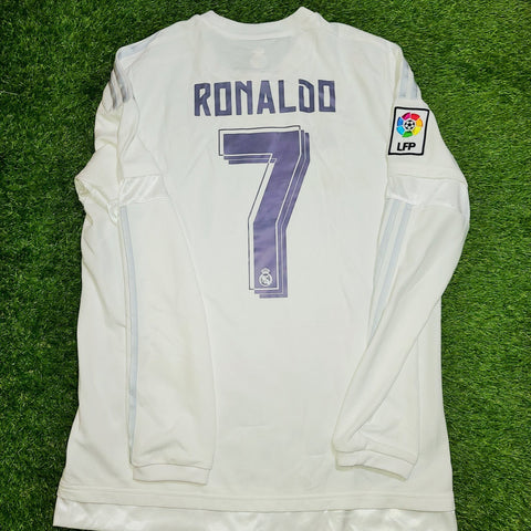 Cristiano Ronaldo Real Madrid 2015 2016 Long Sleeve Jersey Camiseta Shirt Maglia L SKU# S12653 foreversoccerjerseys