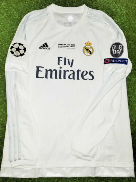 Cristiano Ronaldo Real Madrid 2015 2016 Long Sleeve UEFA FINAL Jersey Camiseta Shirt L SKU# S12653 Adidas