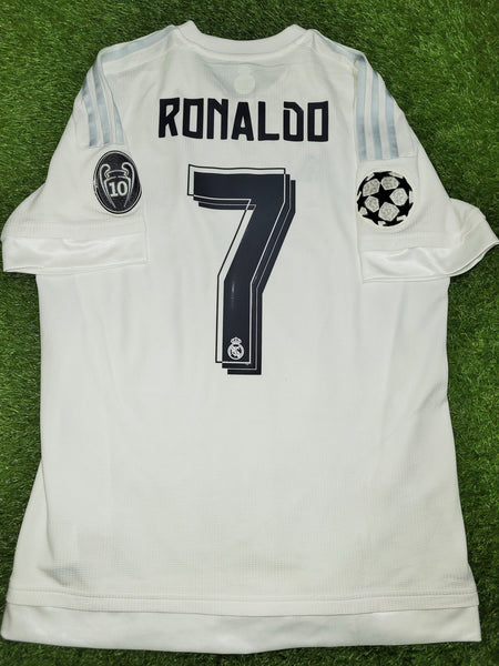 Cristiano Ronaldo Real Madrid 2015 2016 UEFA FINAL Home Jersey Camiseta Shirt M SKU# S12614 Adidas