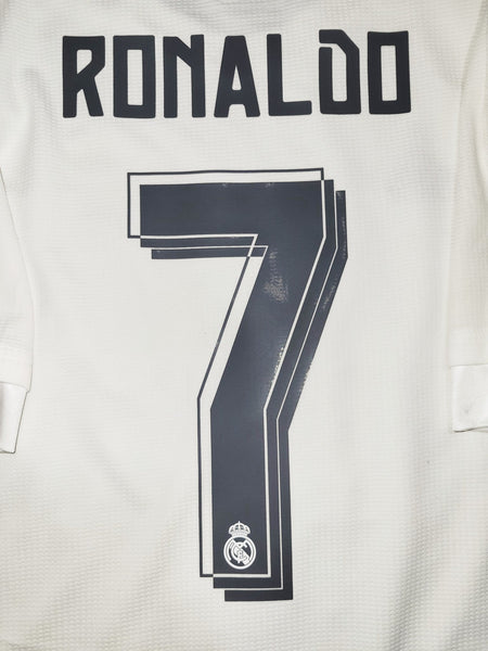 Cristiano Ronaldo Real Madrid 2015 2016 UEFA FINAL Home Soccer Jersey Shirt L SKU# S12614 Adidas