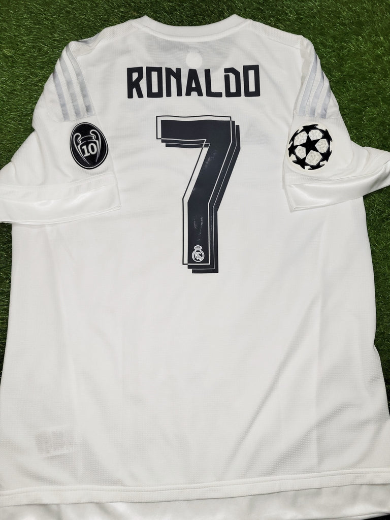 Cristiano Ronaldo Real Madrid 2015 2016 UEFA Home Jersey Camiseta Shirt L SKU# AK2496 foreversoccerjerseys