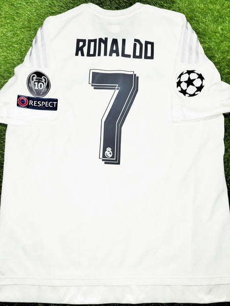 Cristiano Ronaldo Real Madrid 2015 2016 UEFA Home Soccer Jersey Shirt XL SKU# AK2496 Adidas