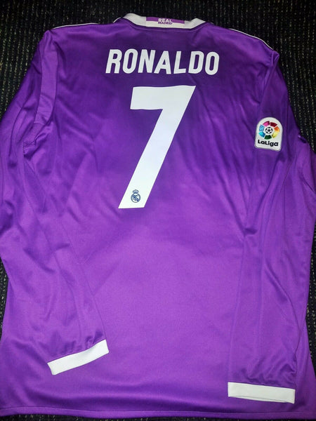 Cristiano Ronaldo Real Madrid 2016 2017 Purple Long Sleeve Jersey Shirt Maglia L - foreversoccerjerseys