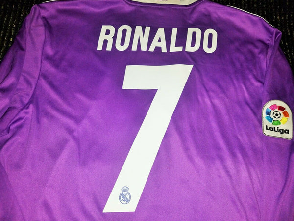 Cristiano Ronaldo Real Madrid 2016 2017 Purple Long Sleeve Jersey Shirt Maglia L - foreversoccerjerseys