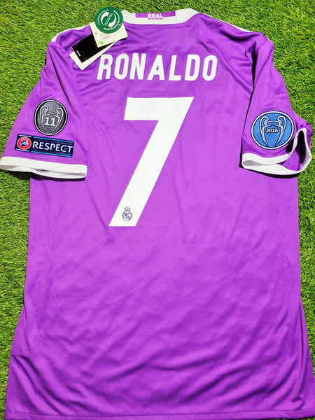 Cristiano Ronaldo Real Madrid 2016 2017 UEFA FINAL Purple Away Jersey Shirt BNWT M SKU# AI5158 Adidas