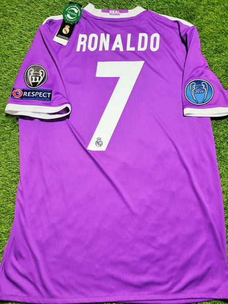 Cristiano Ronaldo Real Madrid 2016 2017 UEFA FINAL Purple Away Soccer Jersey Shirt BNWT L SKU# AI5158 Adidas