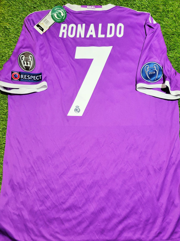 Cristiano Ronaldo Real Madrid 2016 2017 UEFA FINAL Purple Away Soccer Jersey Shirt BNWT XL SKU# AI5158 Adidas