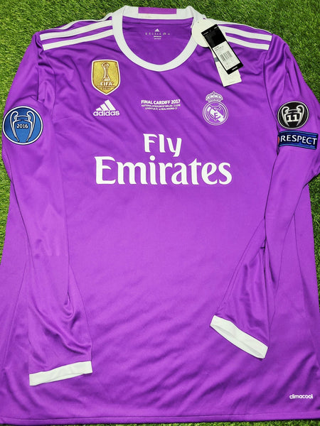 Cristiano Ronaldo Real Madrid 2016 2017 UEFA FINAL Purple Away Soccer Long Sleeve Jersey Shirt BNWT XL SKU# AI5159 Adidas