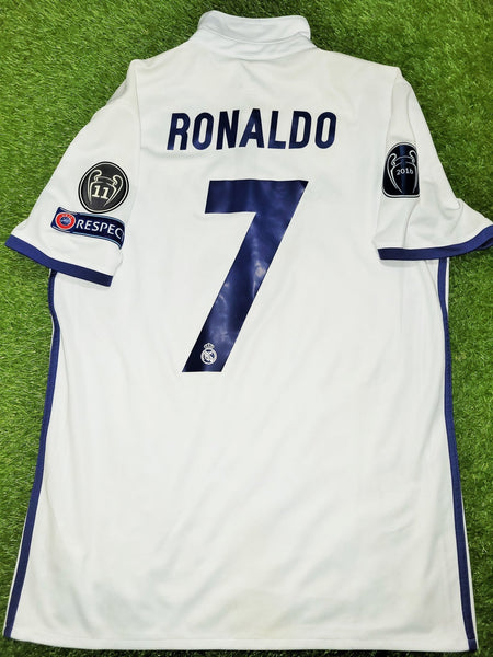 Cristiano Ronaldo Real Madrid 2016 2017 UEFA Home Jersey Camiseta Shirt M SKU# S94992 Adidas