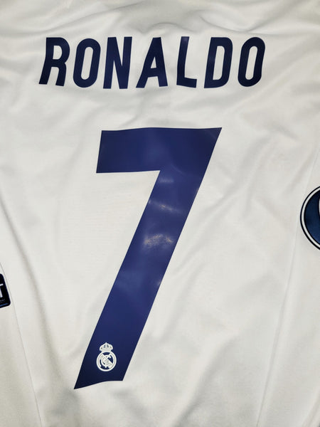 Cristiano Ronaldo Real Madrid 2016 2017 UEFA Home Long Sleeve Soccer Jersey Shirt XL SKU# AI5184 Adidas