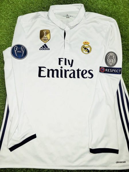 Cristiano Ronaldo Real Madrid 2016 2017 UEFA Home Long Sleeve Soccer Jersey Shirt XL SKU# AI5184 Adidas