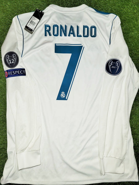 Cristiano Ronaldo Real Madrid 2017 2018 LAST GAME UEFA FINAL Long Sleeve Soccer Jersey Shirt BNWT L SKU# B31106 Adidas