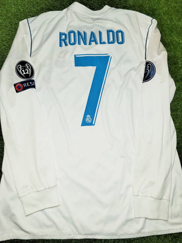 Cristiano Ronaldo Real Madrid 2017 2018 LAST GAME UEFA FINAL Long Sleeve Soccer Jersey Shirt XL SKU# B31106 Adidas