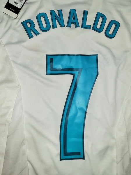 Cristiano Ronaldo Real Madrid 2017 2018 Long Sleeve Soccer Jersey Shirt L SKU# B31106 Adidas