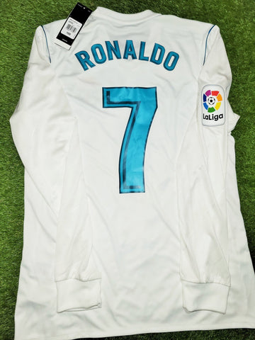 Cristiano Ronaldo Real Madrid 2017 2018 Long Sleeve Soccer Jersey Shirt L SKU# B31106 Adidas